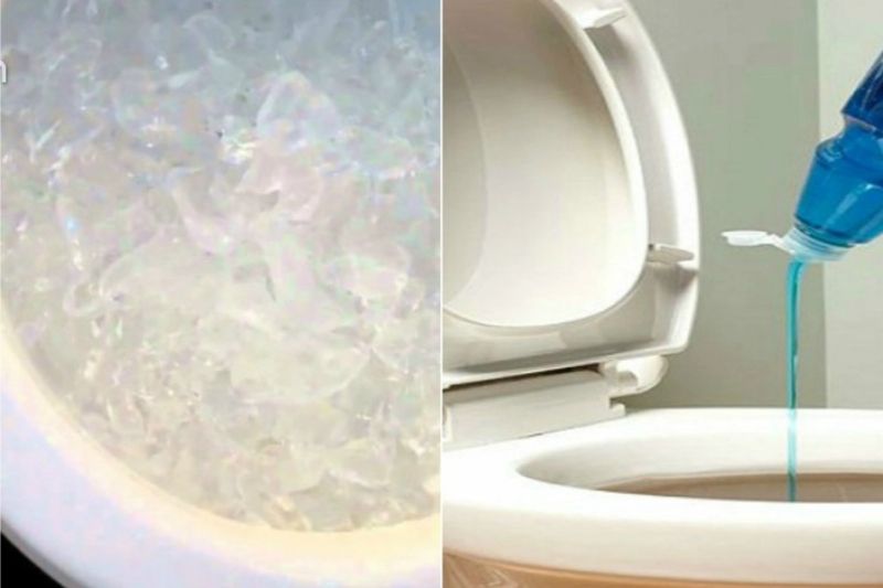Đổ đá vào bồn cầu