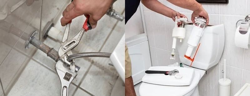 Hướng dẫn sửa bồn cầu rỉ nước ở nút nhấn cần gạt