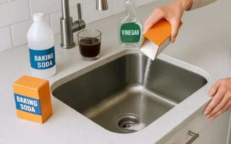 Hướng dẫn thông bồn rửa bát bằng Baking Soda và Giấm trắng
