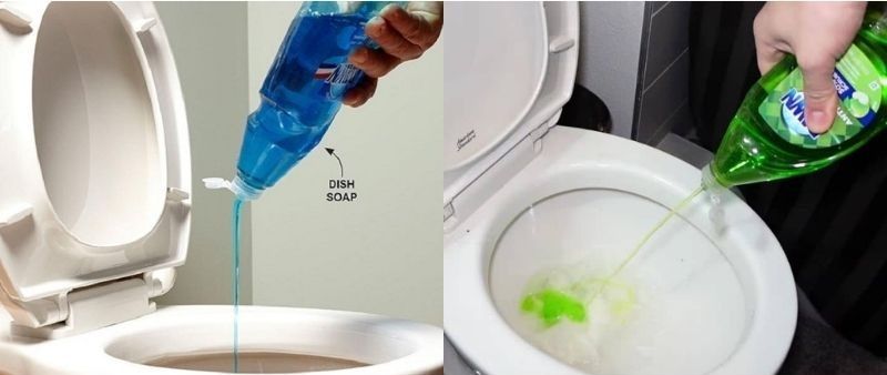 Hướng dẫn thông bồn cầu tắc giấy bằng nước ấm và nước rửa chén