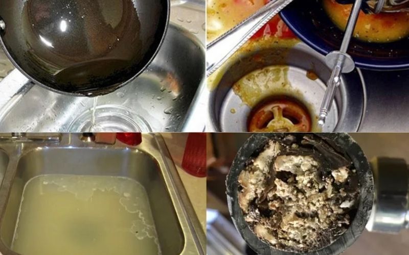 Thói quen đổ dầu mỡ thừa sai cách khiến bồn rửa chén rút nước chậm
