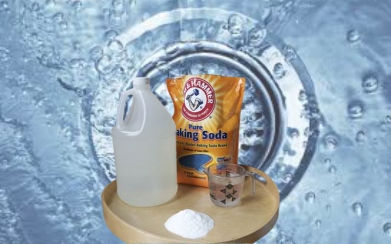 Sử dụng baking soda kêt hợp giấm thông cống rãnh bị tắc