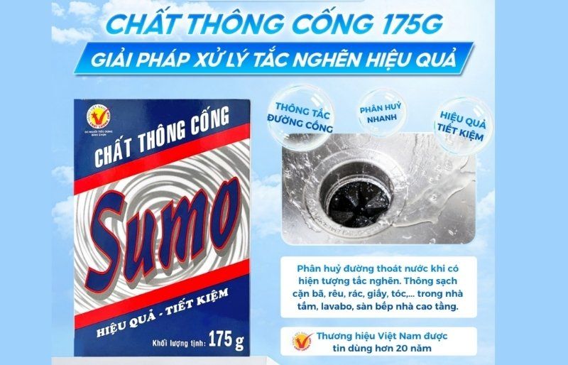 6 Bột thông bồn cầu cực mạnh & Bí quyết xử lý tắc tại nhà 6 Bột thông cống Sumo giúp phân hủy chất thải hữu cơ và khử mùi hôi