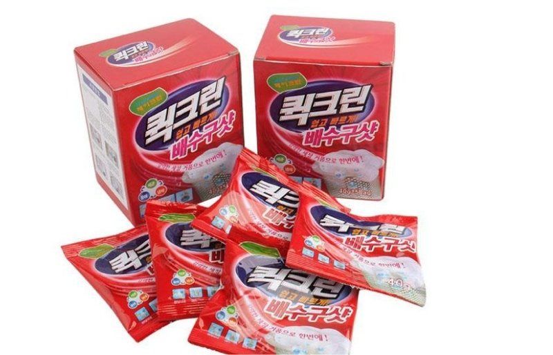 6 Bột thông bồn cầu cực mạnh & Bí quyết xử lý tắc tại nhà 8 Hộp bột thông tắc cống Hàn Quốc chia gói nhỏ tiện lợi