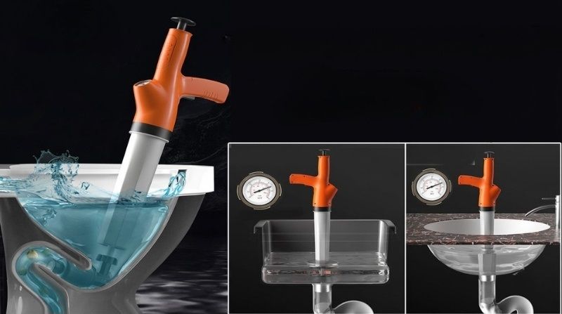 Súng thông tắc bồn cầu 3A chính hãng với lực nén 6 Bar giải quyết tắc nghẽn nhanh chóng